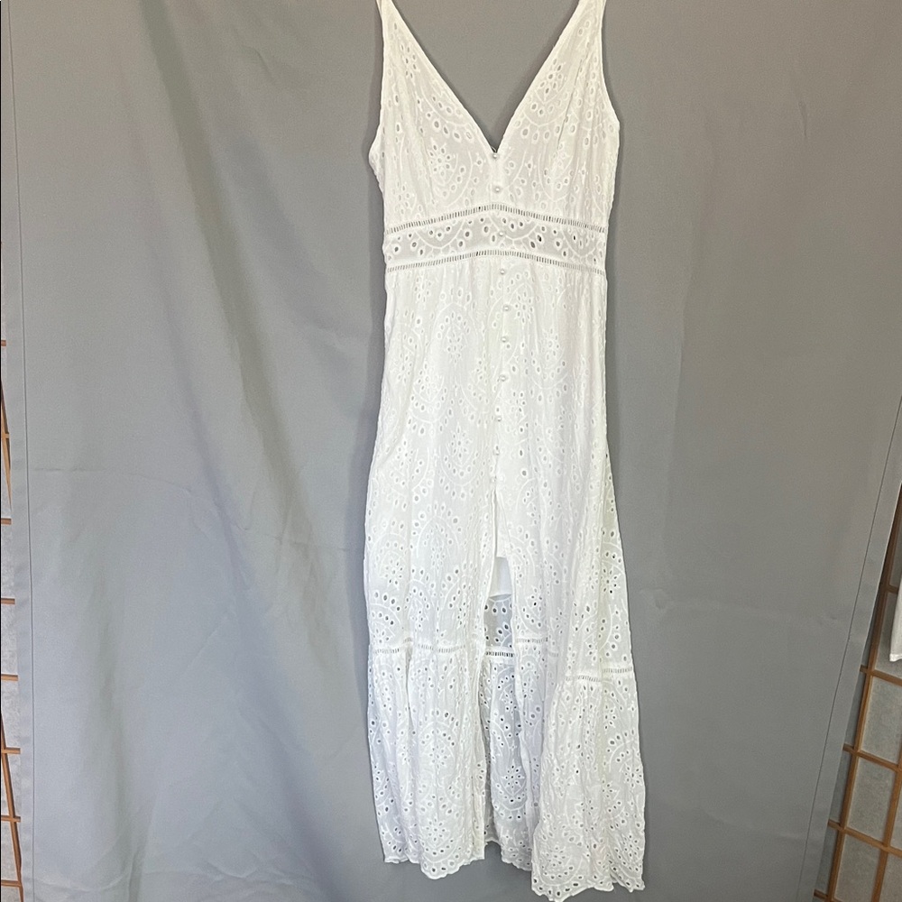 Simple White Eyelet Maxi Dress